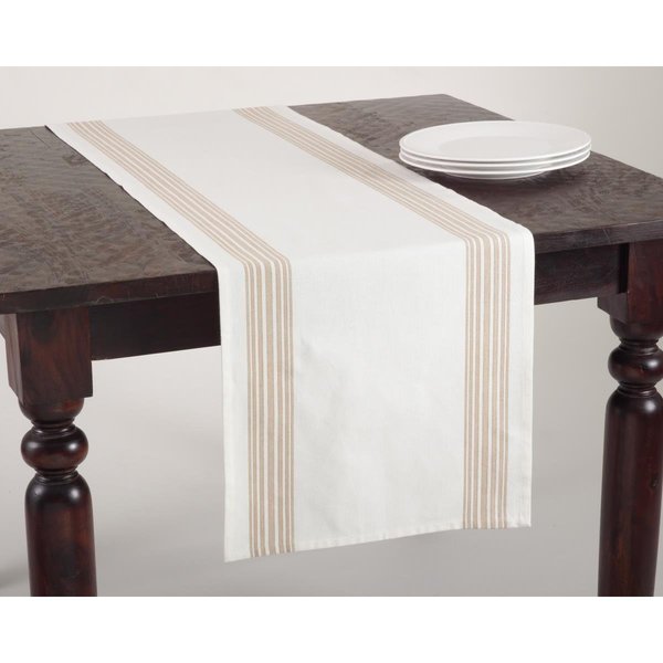 Saro Lifestyle SARO  16 x 72 in. Rectangular Striped Design Table Runner - Natural 519.N1672B